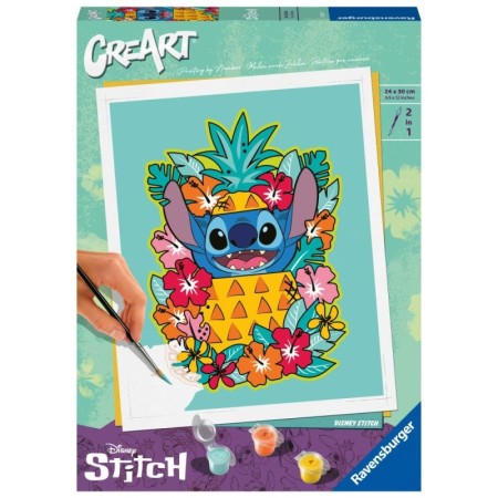CreArt pictura pe numere pentru adulti Disney Stitch floral